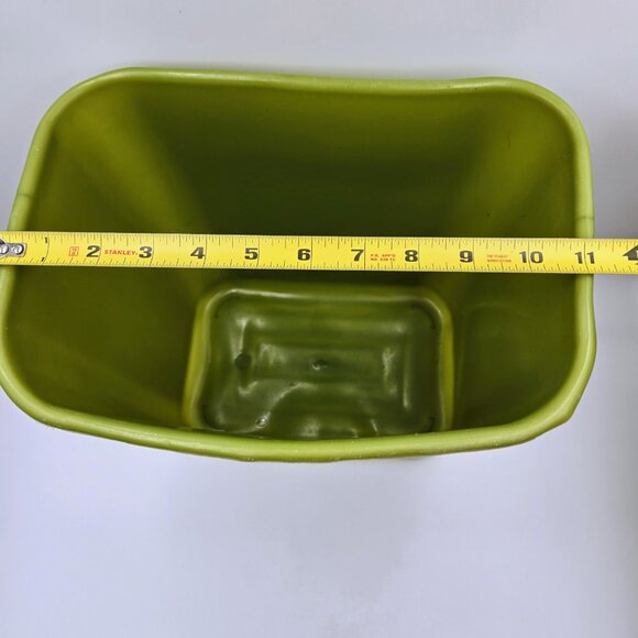 Vintage MCM Diamond Avocado Olive Green Plastic Wastebasket Garbage Trash Can - Picture 11 of 11